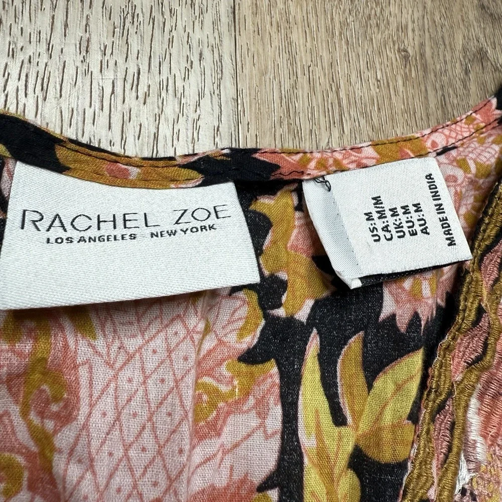 Rachel Zoe Women's M‎ Floral Peasant Blouse Embroidered Cotton Smocked Boho
